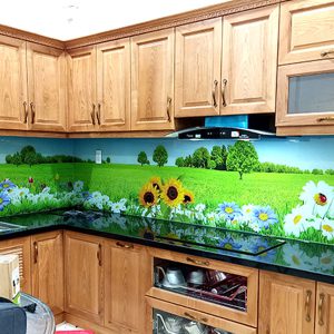 Kính ốp bếp hoa văn 3D