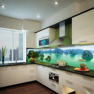 Kính ốp bếp hoa văn 3D