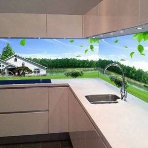 Kính ốp bếp hoa văn 3D