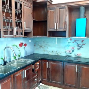 Kính ốp bếp hoa văn 3D